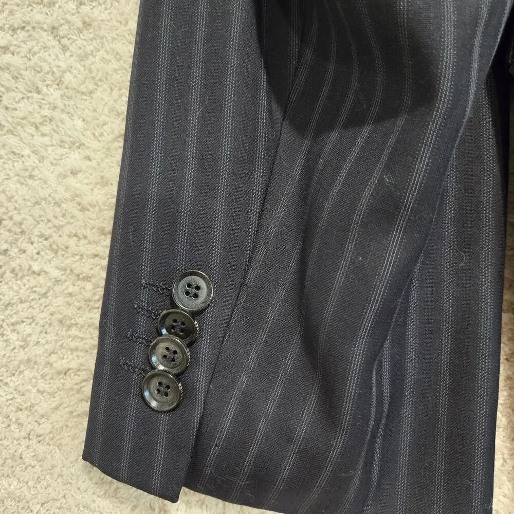 Ted Baker London Single Breasted Black Pinstripe Suit Jacket Men's 47